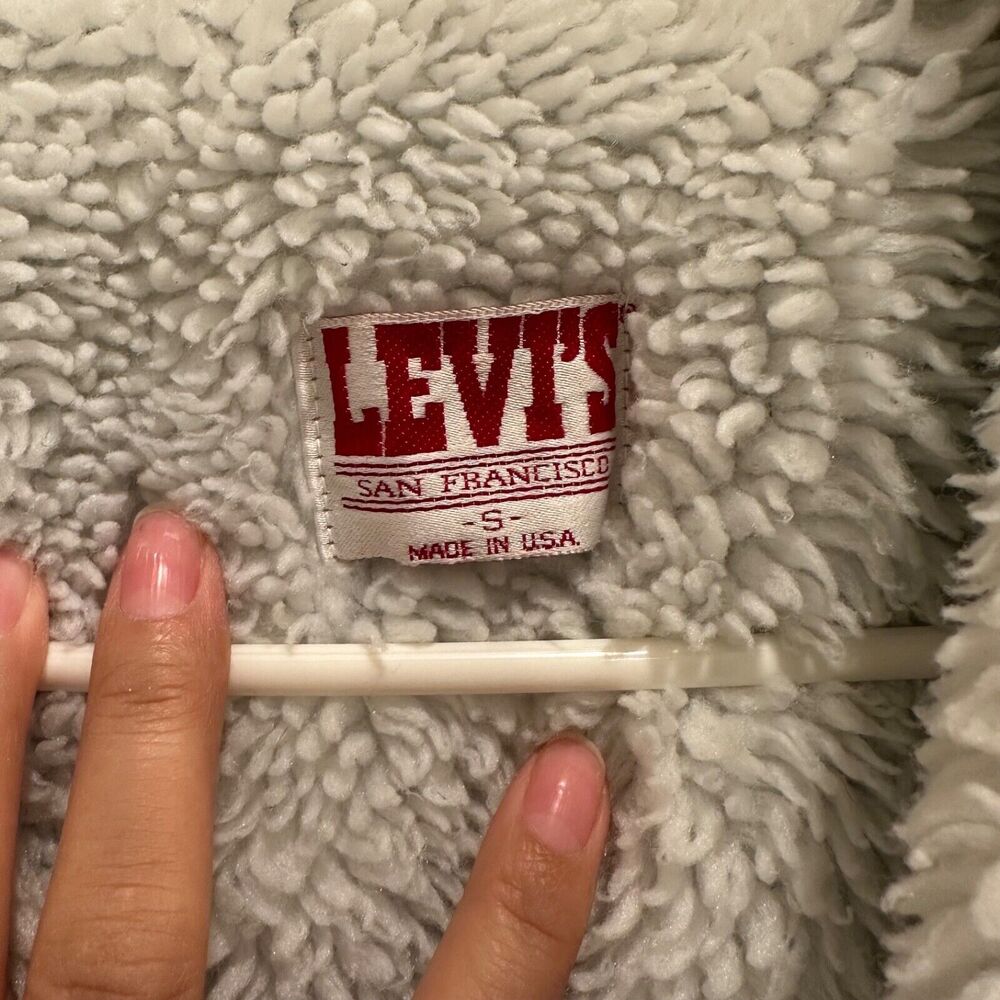 Vintage 80's Levi's 527 Trucker Sherpa Lined Denim Jacket Size Small Made In USA - Picture 3 of 13